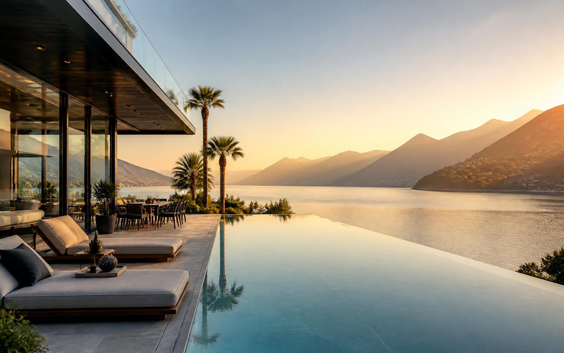 Luxusvilla mit Blick über den Lago Maggiore bei Ascona im Tessin